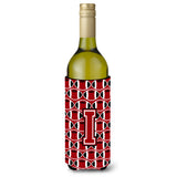 Letter I Football Red, Black And White Wine Bottle Beverage Insulator Hugger Cj1073-Iliterk