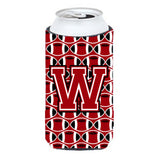 Letter W Football Red, Black And White Tall Boy Beverage Insulator Hugger Cj1073-Wtbc