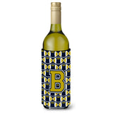 Letter B Football Blue And Gold Wine Bottle Beverage Insulator Hugger Cj1074-Bliterk