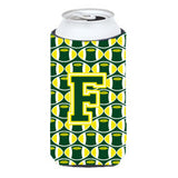 Letter F Football Green And Yellow Tall Boy Beverage Insulator Hugger Cj1075-Ftbc