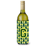 Letter G Football Green And Yellow Wine Bottle Beverage Insulator Hugger Cj1075-Gliterk