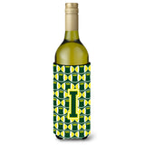 Letter I Football Green And Yellow Wine Bottle Beverage Insulator Hugger Cj1075-Iliterk