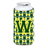 Letter W Football Green And Yellow Tall Boy Beverage Insulator Hugger Cj1075-Wtbc