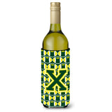 Letter X Football Green And Yellow Wine Bottle Beverage Insulator Hugger Cj1075-Xliterk