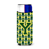Letter Y Football Green And Yellow Ultra Beverage Insulators For Slim Cans Cj1075-Ymuk