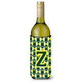 Letter Z Football Green And Yellow Wine Bottle Beverage Insulator Hugger Cj1075-Zliterk
