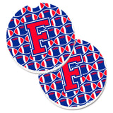 Caroline'S Treasures Letter F Football Harvard Crimson & Yale Blue Set Of 2 Cup Holder Car Coasters Cj1076-Fcarc, 2.56, Multic