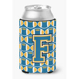 Caroline'S Treasures Cj1077-Fcc Letter F Football Blue And Gold Can Or Bottle Hugger, Multicolor
