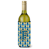Letter F Football Blue And Gold Wine Bottle Beverage Insulator Hugger Cj1077-Fliterk