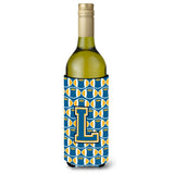 Letter L Football Blue And Gold Wine Bottle Beverage Insulator Hugger Cj1077-Lliterk