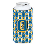Letter Q Football Blue And Gold Tall Boy Beverage Insulator Hugger Cj1077-Qtbc