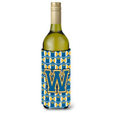 Letter W Football Blue And Gold Wine Bottle Beverage Insulator Hugger Cj1077-Wliterk