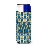 Letter W Football Blue And Gold Ultra Beverage Insulators For Slim Cans Cj1077-Wmuk