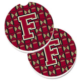 Caroline'S Treasures Letter F Football Garnet & Gold Set Of 2 Cup Holder Car Coasters Cj1078-Fcarc, 2.56, Multicolor