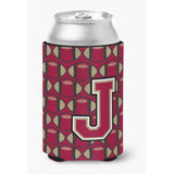 Caroline'S Treasures Cj1078-Jcc Letter J Football Garnet And Gold Can Or Bottle Hugger, Multicolor