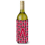 Letter A Football Crimson And White Wine Bottle Beverage Insulator Hugger Cj1079-Aliterk