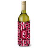 Letter Q Football Crimson And White Wine Bottle Beverage Insulator Hugger Cj1079-Qliterk