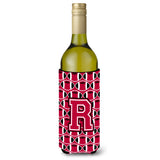 Letter R Football Crimson And White Wine Bottle Beverage Insulator Hugger Cj1079-Rliterk