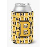 Caroline'S Treasures Cj1080-Bcc Letter B Football Black, Old Gold And White Can Or Bottle Hugger, Multicolor