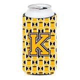 Letter K Football Black, Old Gold And White Tall Boy Beverage Insulator Hugger Cj1080-Ktbc
