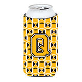Letter Q Football Black, Old Gold And White Tall Boy Beverage Insulator Hugger Cj1080-Qtbc