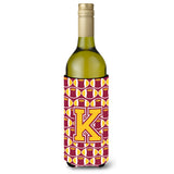 Letter K Football Maroon And Gold Wine Bottle Beverage Insulator Hugger Cj1081-Kliterk