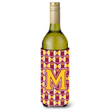 Letter M Football Maroon And Gold Wine Bottle Beverage Insulator Hugger Cj1081-Mliterk