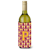 Letter P Football Maroon And Gold Wine Bottle Beverage Insulator Hugger Cj1081-Pliterk