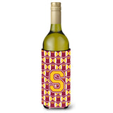 Letter S Football Maroon And Gold Wine Bottle Beverage Insulator Hugger Cj1081-Sliterk