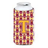 Letter T Football Maroon And Gold Tall Boy Beverage Insulator Hugger Cj1081-Ttbc