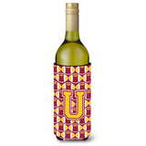 Letter U Football Maroon And Gold Wine Bottle Beverage Insulator Hugger Cj1081-Uliterk