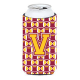 Letter V Football Maroon And Gold Tall Boy Beverage Insulator Hugger Cj1081-Vtbc
