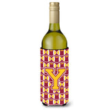 Letter Y Football Maroon And Gold Wine Bottle Beverage Insulator Hugger Cj1081-Yliterk