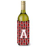 Letter A Football Cardinal And White Wine Bottle Beverage Insulator Hugger Cj1082-Aliterk