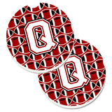 Caroline'S Treasures Letter Q Football Cardinal & White Set Of 2 Cup Holder Car Coasters Cj1082-Qcarc, 2.56, Multicolor