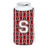 Letter S Football Cardinal And White Tall Boy Beverage Insulator Hugger Cj1082-Stbc