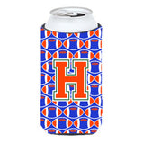 Letter H Football Green, Blue And Orange Tall Boy Beverage Insulator Hugger Cj1083-Htbc