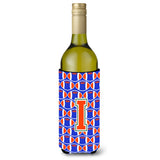 Letter I Football Green, Blue And Orange Wine Bottle Beverage Insulator Hugger Cj1083-Iliterk