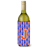 Letter J Football Green, Blue And Orange Wine Bottle Beverage Insulator Hugger Cj1083-Jliterk