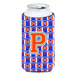 Letter P Football Green, Blue And Orange Tall Boy Beverage Insulator Hugger Cj1083-Ptbc