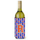 Letter R Football Green, Blue And Orange Wine Bottle Beverage Insulator Hugger Cj1083-Rliterk