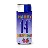 Happy 14Th Birthday Ultra Beverage Insulators For Slim Cans Cj1105Muk