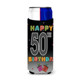 Happy 50Th Birthday Ultra Beverage Insulators For Slim Cans Cj1124Muk