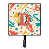 Caroline'S Treasures Cj2001-Dsh4 Letter D Retro Teal Orange Musical Instruments Initial Leash Or Key Holder, Small, Multicolor