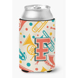 Caroline'S Treasures Cj2001-Fcc Letter F Retro Teal Orange Musical Instruments Initial Can Or Bottle Hugger, Multicolor