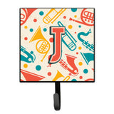 Caroline'S Treasures Cj2001-Jsh4 Letter J Retro Teal Orange Musical Instruments Initial Leash Or Key Holder, Small, Multicolor