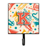 Caroline'S Treasures Cj2001-Ksh4 Letter K Retro Teal Orange Musical Instruments Initial Leash Or Key Holder, Small, Multicolor