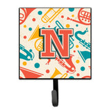 Caroline'S Treasures Cj2001-Nsh4 Letter N Retro Teal Orange Musical Instruments Initial Leash Or Key Holder, Small, Multicolor