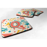Caroline'S Treasures Cj2001-Ofc Letter O Retro Teal Orange Musical Instruments Initial Foam Coasters (Set Of 4), 3.5, Mult