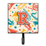 Caroline'S Treasures Cj2001-Rsh4 Letter R Retro Teal Orange Musical Instruments Initial Leash Or Key Holder, Small, Multicolor